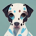 Cute Dalmatian portrait. A simple funny image of a dog. Dog portrait icon. AI-generated Royalty Free Stock Photo