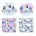 Cute Dalmatian puppy Set Children print, cartoon character vector illustration Royalty Free Stock Photo