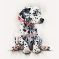 Cute Dalmatian Puppy Sitting Rocks a Headband Bandana AI Generated