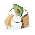 Cute dancing avocado, cheese and bread characters