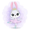 Cute dancing bunny ballerina. Vector illustration Royalty Free Stock Photo