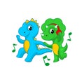 Cute dancing dinosaur cartoon vector Royalty Free Stock Photo
