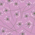 Dandelion blowing vector floral seamless pattern. Royalty Free Stock Photo