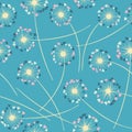 Dandelion blowing vector floral seamless pattern. Royalty Free Stock Photo
