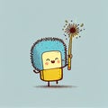 cute dandelion cartoon character clapping firecrackers, cartoon style, modern simple illustration