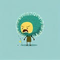 cute dandelion cartoon character gets angry and screams, cartoon style, modern simple illustration