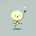 cute dandelion cartoon character jumping for joy, cartoon style, modern simple illustration