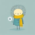 cute dandelion cartoon character in a scarf, cartoon style, modern simple illustration