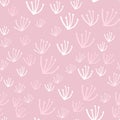Cute dandelion flowers seamless pattern on pink background. Soft organic wallpaper. Doodle style