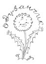 Cute dandelion with russian lettering `Dandelion`