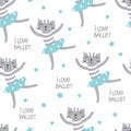 Cute dansing cats seamless pattern