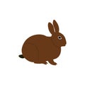 cute dark brown rabbit vector illustration on white backdrop