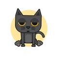 Cute dark tired cat.Vector illustration. Royalty Free Stock Photo