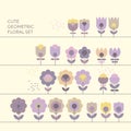 Cute decorative flower design elements set Royalty Free Stock Photo