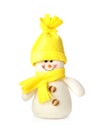 Cute decorative handmade snowman on white