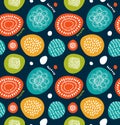 Cute decorative pattern in scandinavian style. Abstract background with colorful simple shapes. Cute decorative pattern in scandi