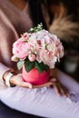 cute decorative pink flowers in a vase. Artificial flowers