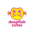 Cute deep fish monster with fangs logo design vector graphic symbol icon sign illustration creative idea Royalty Free Stock Photo