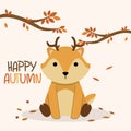 Cute deer autumn animal character Vector Royalty Free Stock Photo