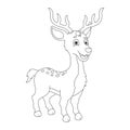 Cute deer coloring page for kids animal outline reindeer coloring book cartoon vector illustration Royalty Free Stock Photo