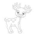 Cute deer coloring page for kids animal outline reindeer coloring book cartoon vector illustration Royalty Free Stock Photo