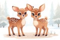 cute deer couple christmas cartoon AI generated