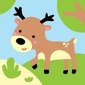 Cute Deer in Forest Child Graphic Illustration