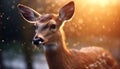 Cute deer in the forest, close up portrait, winter fur beauty generated by AI Royalty Free Stock Photo