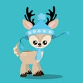 CUTE DEER HAT BLUE RIGHT 05