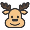 Cute xmas deer icon, flat style Royalty Free Stock Photo