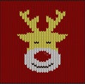 Cute deer on the knitting pattern, Happy new year Royalty Free Stock Photo