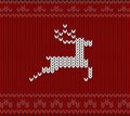 Cute deer on the knitting pattern, Happy new year, vector illustration Royalty Free Stock Photo