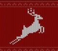 Cute deer on the knitting pattern, Happy new year, vector illustration Royalty Free Stock Photo