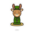 Cute deer leprechaun saint patrick day character flying with gold coin cartoon Royalty Free Stock Photo