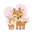 Cute deer mother with child illustration. Happy mother`s day
