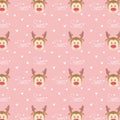 Cute deer with pink blackguard seamless pattern Royalty Free Stock Photo