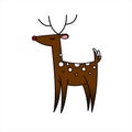 Cute Deer With A Red Nose. Christmas Deer. Deer Of Santa Claus. Vector Illustration Isolate Royalty Free Stock Photo