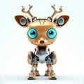 Cute deer robot, robotic animal isolated over white background. Created with generative Ai