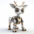 Cute deer robot, robotic animal isolated over white background. Created with generative Ai