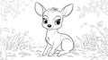 Cute Deer Fawn Coloring Page for Kids Royalty Free Stock Photo