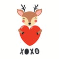 Cute deer Valentine card