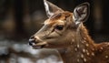 Cute deer in winter forest, close up portrait generated by AI Royalty Free Stock Photo