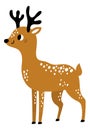 Cute deer. Woodland fauna. Funny wild animal