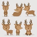Cute Deers in flat style set Royalty Free Stock Photo
