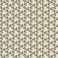 Cute light botanical pattern with small brown purple green flowers on white yellow background Royalty Free Stock Photo