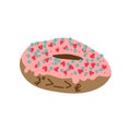 Cute Delicious Glazed Donut Cartoon Character, Adorable Kawaii Dessert Vector Illustration
