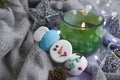 Cute delicious marshmallow ,decorated card beautiful christmas background