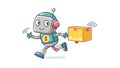 Cute Delivery Robot with Package, Automation Vector Design Generative AI Royalty Free Stock Photo