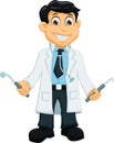 Cute Dentist cartoon holding dentist tools