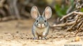 Cute Chinchilla Rat with Overly Large Ears in Desert Habitat, Small Rodent Face Close-up Royalty Free Stock Photo